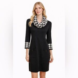 Studio I Dress Black And Houndstooth Size medium W/front Pockets